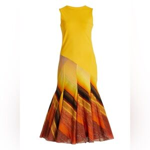 NWT Louisa Ballou Day Dress Pleated Silk Cotton Midi Dress XS